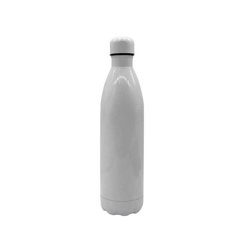 1000ml white stainless steel tower water bottle + Print