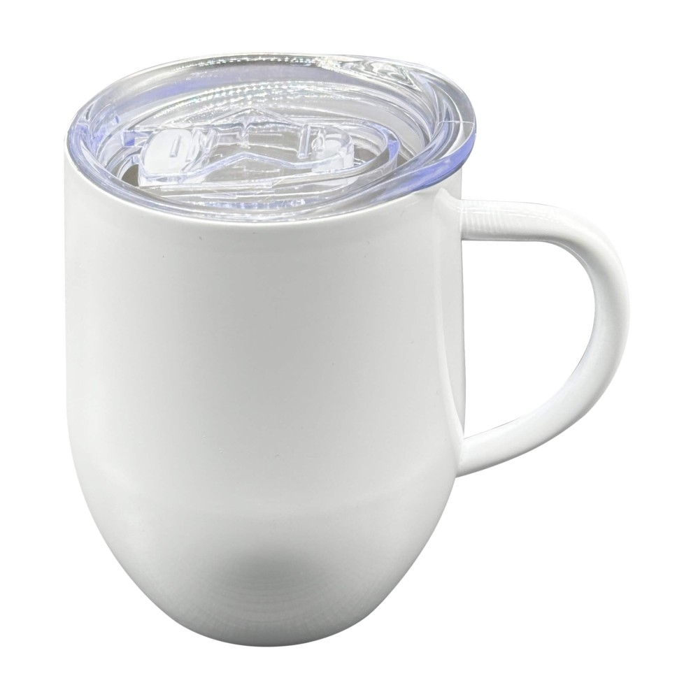 12oz White Stainless Steel Elite Coffee Mug + Print
