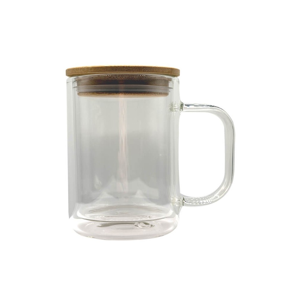 15oz Clear Double Wall Glass Mug
