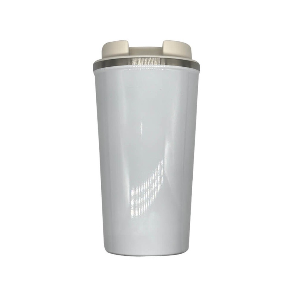 15oz White Stainless Steel Latte Mug