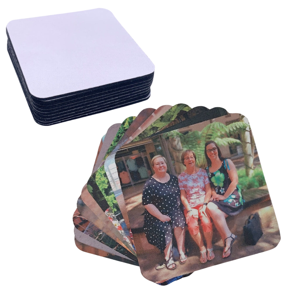 Square Ruber Coasters 10 pc + Print