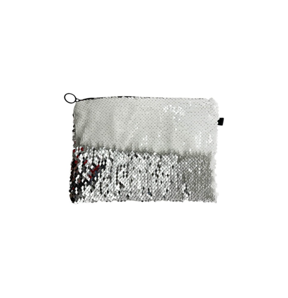 Silver Sequin Pencil Makeup Bag + Print